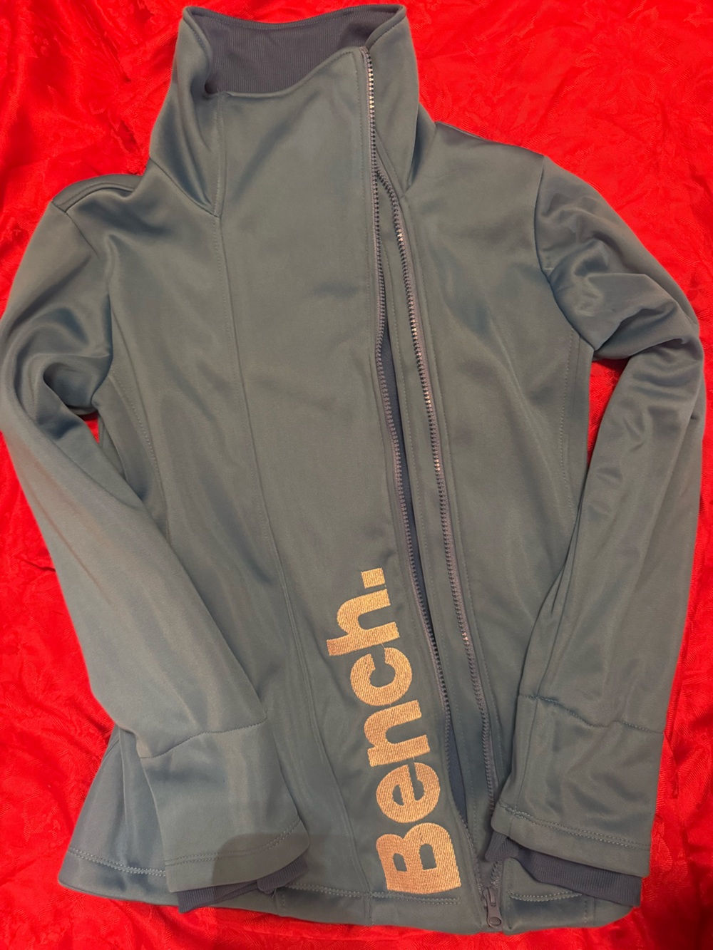 Bench Teal Asymmetric Zip Utility Jacket with Gold Logo